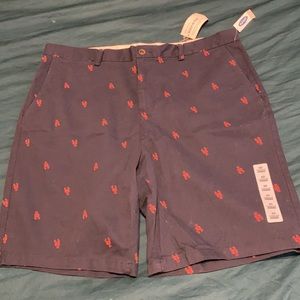 Navy blue shorts with lobsters